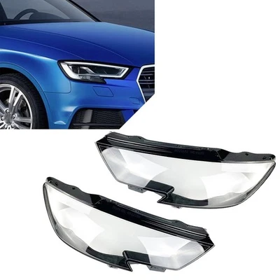 Pair Shell Clear Lampshade Headlight Lens Cover Fit For Audi A3 2017-2020 Car - Image 1 of 4