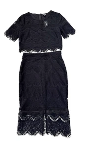 Express Zweiteiler Top Bleistiftrock gefüttert schwarz Spitze Goth Witchy Gr. Small 2 neu - Bild 1 von 13
