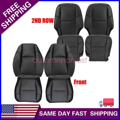 8x Front & 2nd Row Bottom & Top Seat Cover Black For 2007-2014 Cadillac Escalade - Image 1 of 4