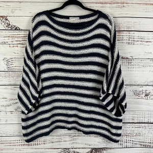 Anthropologie Damenpullover blau & weiß gestreift Dolmanärmel kastig leicht Größe M/L - Bild 1 von 8
