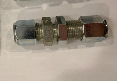 1/2 Tube Flareless Steel Bulkhead Union Compression Fitting Parker 8 WBU-S - Image 1 of 2