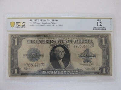 1923 $1 Silver Certificate PCGS Banknote F12 (Speelman, White) - Image 1 of 2