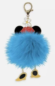 LLAVERO CON DIJES DISNEY MINNIE MOUSE FUZZY FELPA POM POM BOLSA ¡NUEVO! - Imagen 1 de 3