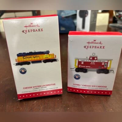 Collectible lionel chessie locomo and caboose 2015 hallmark ornaments die cast - Image 1 of 4