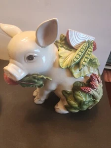 Fitz & Floyd französischer Markt Percy Schwein Keksglas - Bild 1 von 6