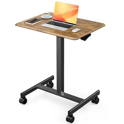 OLIXIS Mobile Laptop Standing Desk with Wheels Adjustable Height Sit Stand Desk
