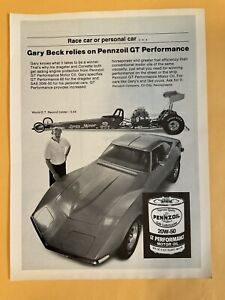 1983 Pennzoil Motor Oil Gary Beck Vette Top Fuel  Print Ad VTG Original 83-2
