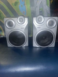RCA RS2650 Home Surround Compact Audio Bass Reflex Bookshelf Speakers In Silver - Picture 1 of 12