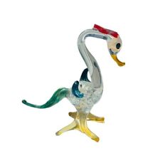 Multicolor Spun Glass Bird Figurine Filigree Vintage 2.5" h Vintage
