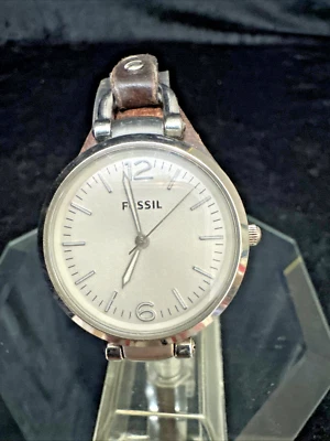 Fossil Georgia ES3060 Women Brown Leather Analog Dial Quartz Genuine Watch - image 1 of 4
