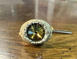 Swank Tie Tack Gold Tone Topaz Colored Stone Glass Chain Marked 3D - Picture 1 of 8