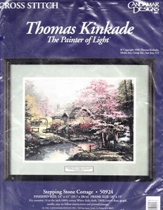 Kit de punto de cruz contado: cabaña de escalones, Thomas Kinkade 50924 nuevo en paquete - Imagen 1 de 2
