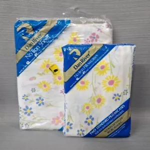 Vintage Set Dan River No Iron Pillowcases & Twin Fitted Sheet Floral NEW - Picture 1 of 16