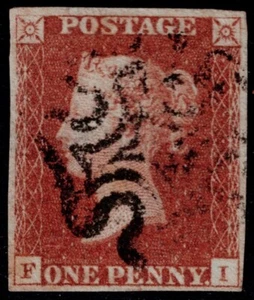 1841 1d Red-Brown Black Pl 5 FI 4m Fine Appearance VG/FU Cat. £180.00 - Picture 1 of 1