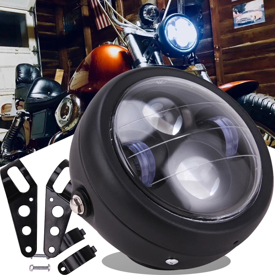 Universal 6.5" Motorcycle Hi/Lo Headlight LED Light W/ Bracket Mount For Harley - Image 1 of 4