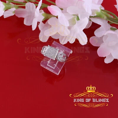 0.10 CT Real Diamond 925 Sterling White Silver Fashion Womens Square Ring Size 7 - Image 1 of 4