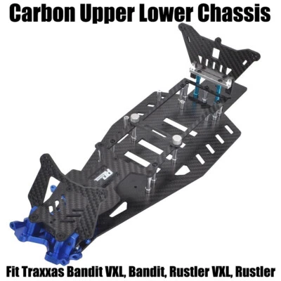 Carbon Chassis Frame Conversion Kit for Traxxas Rustler VXL 2WD Bandit Upgrades - Image 1 of 4