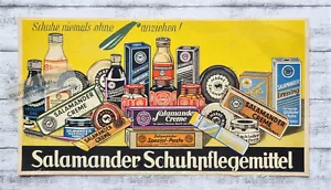 Salamander Schuhpflegemittel Creme Lackleder Oel Reklame Werbung Deko Vintage - Picture 1 of 2