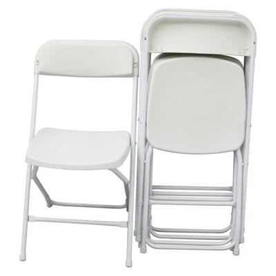 Commercial Portable Folding Stackable Chairs 5 Pack White Plastic - Image 1 of 4