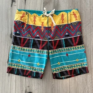 Vintage Newport blau abstrakt Michael Jordan aztekischer Druck Herren XL Shorts Formen - Bild 1 von 6