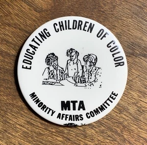 Vintage Massachusetts Teacher Association Minority Affairs Commitee Button Pin - Picture 1 of 4