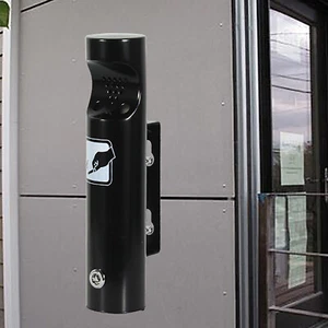 Outdoor Cylinder Wall Mounted Ashtray Stainless Steel Ash Bin Lockable Public - Picture 1 of 14