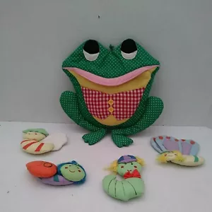 VTG Silent Craft Cloth Frog Pocket Stuffed With 4 Plush Bugs Korea. 24 - Picture 1 of 11