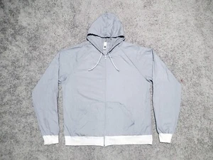 VTG American Apparel thin lightweight grey zip up knit hoody shirt men's sz L - Picture 1 of 14