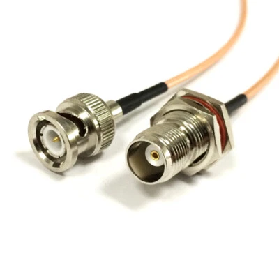 TNC female bulkhead to BNC male plug pigtail cable RG316 15cm wireless adapter - Image 1 of 3