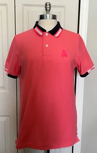 Psycho Bunny Mens Golf Pima Cotton Polo Size 4 Bright Pink Fluorescent Accents - Picture 1 of 11