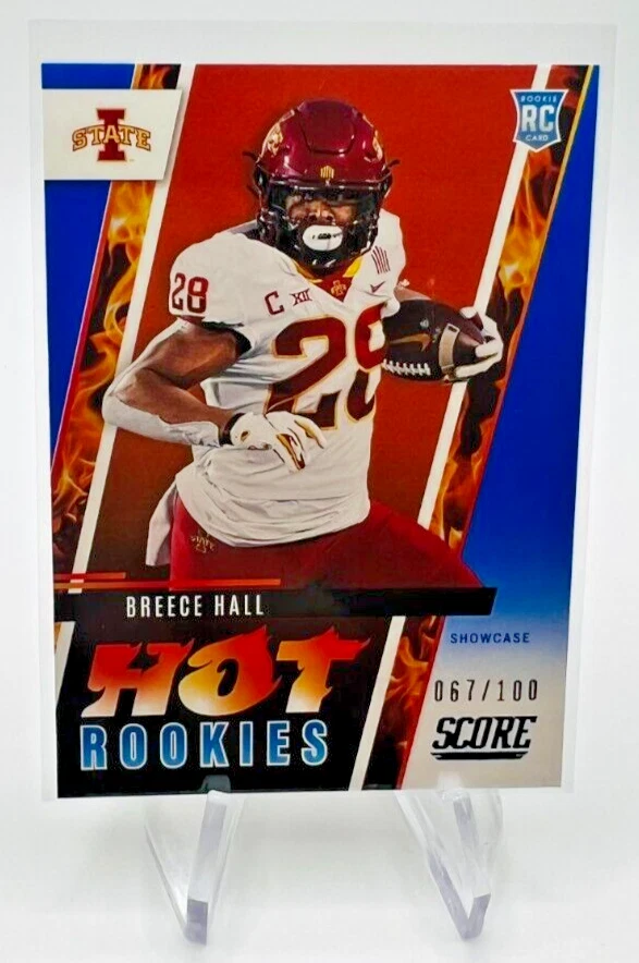 BREECE HALL 2022 Panini Score Football #HR5 RC Blue /100 NY Jets - Image 1 of 2