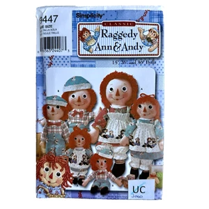 Simplicity Sewing Pattern 9447 Raggedy Ann & Andy Dolls Size 15" 26" & 36" UNCUT - Picture 1 of 3