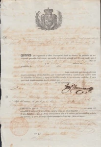 E5272 1867 ESPAÑA ESPAÑA CERTIFICADO DE MATRIMONIO MILITAR RÉGIMEN DE INFANTERÍA - Imagen 1 de 2