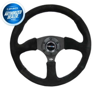 NUEVO NRG 350MM VOLANTE DE CARRERAS NEGRO RADIOS CENTRO NEGRO GAMUZA RST-023MB-S Foto 1 de 4