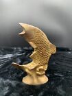 Brass  Fish Paperweight Statue Figurine Wave Crest  4? Tall Vintage