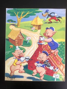 Walt Disney: Schallplatte 45 Türme Phonoskop Die 3 kleinen Schweinchen 50er Jahre - Bild 1 von 2