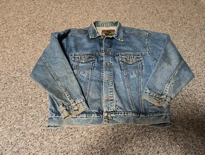 Men's 90s Vintage STRUCTURE Denim Jean Jacket Coat Size X-Large DM#7 - Picture 1 of 11