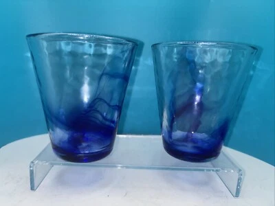 Murano Bormioli Rocco Blue Clear 9 Ounce Tumblers~Set of 2 - Image 1 of 4