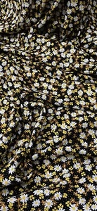 Tela de viscosa floral multicolor margaritas negra 58"" precio por metro - Imagen 1 de 2