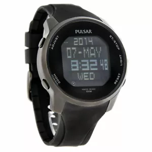 Pulsar PQ2011 Digital Watch Stainless Steel Black Polyurethane Band MSRP $185 - Picture 1 of 2