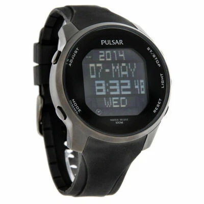 Pulsar PQ2011 Digital Watch Stainless Steel Black Polyurethane Band  MSRP $185 - Image 1 of 2