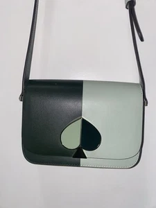 Kate Spade Nicola Bi-Color Small Flap shoulder bag green leather spring purs - Picture 1 of 7