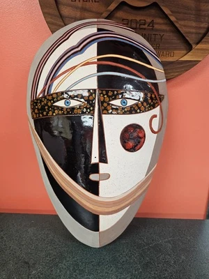 Louis Mendez 16” Art Deco Pottery Mask “Flapper” 1989 American Sculptor Signed - Image 1 of 4