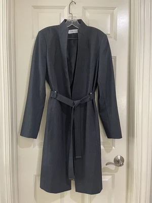 calvin klein women grey overcoat size 12 - Image 1 of 4