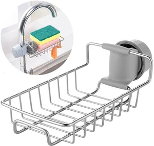 Kitchen Sink Sponge Holder Caddy – Over Faucet Stainless Steel Organizer for Scr - Picture 1 of 7