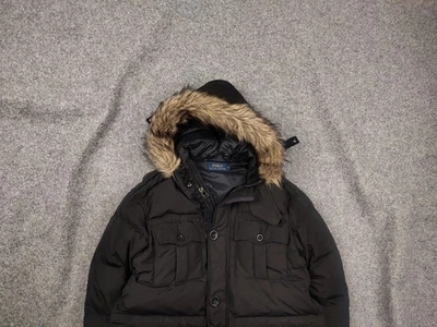 Polo Ralph Lauren Puffer Down Utility Pockets Fur Himal Arctic Jacket Vintage - Image 1 of 4