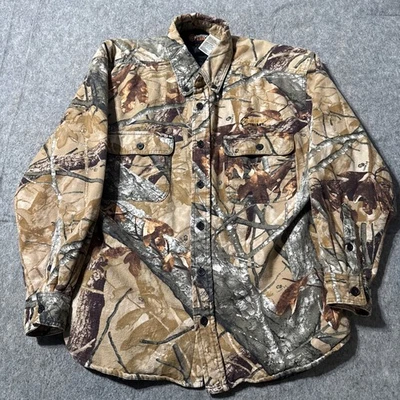 复古 Outfitters Ridge 男式 L Fusion 3D 迷彩被子衬里长袖衬衫夹克 — 第 1/4 张图片