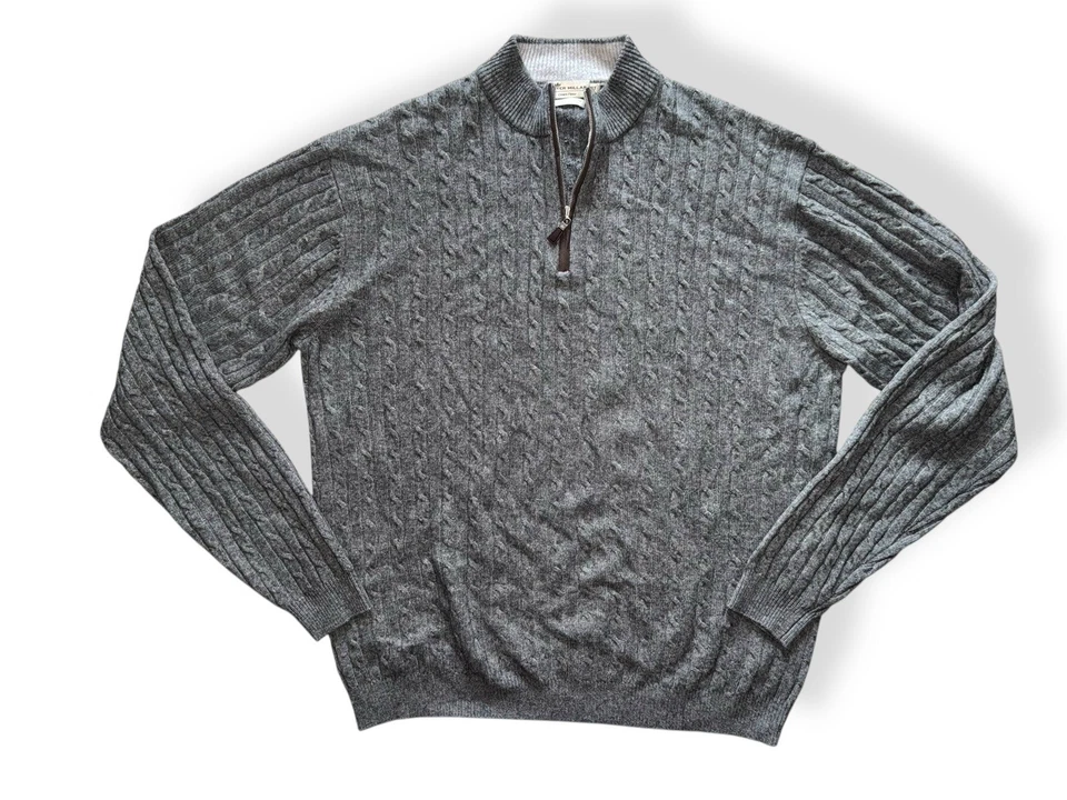 PETER MILLAR Corona Vellón Lana Yak Cachemira Cable Tejido 1/4 Cremallera Gris talla XLT Foto 1 de 4