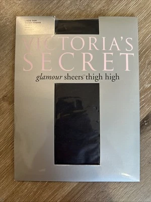 Victoria’s Secret Glamour Sheers Thigh Highs Black Lace Top Small - Image 1 of 3