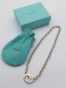 TIFFANY & CO SOLID STERLING SILVER INTERLOCKING CIRCLES NECKLACE IN POUCH & BOX - Picture 1 of 5